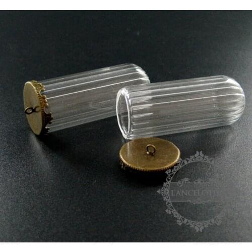 20x50mm antiqued bronze plated cover glass tube vial bottle dome pendant charm settings DIY jewelry findings supplies 1800189