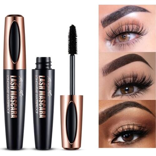 4d Silk Fiber Mascara Waterproof and Easy to Dry Natural Soft Long Eyelash Makeup Mascara Black Thick Eyelash