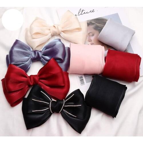 2m/lot 80mm Glitter Silk Cloth Tube Ribbon Big Bow Knot Material For Hair Ornament Hairpin Decoration Ribbons