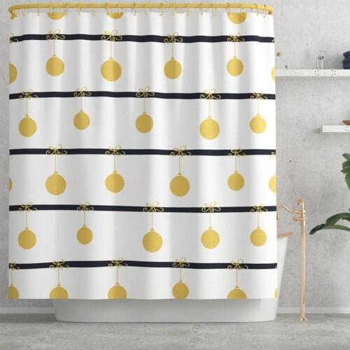 Waterproof Christmas Print Shower Curtain 180*180cm Household Bathroom Curtain