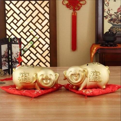HIGH QUALITY FASHION FESTIVE HOME DECORATION LUCKY PIG A PAIR OF MARRIED THE GOLDEN PIG DECORATION HOME DECORATION