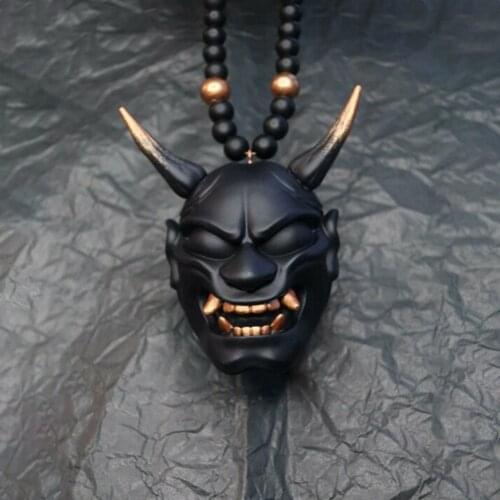 Japanese Oni Samurai Helmet Car Hanging Pendant Face Protective Samurai Kabuto Masks Car Rear View Mirror Pendant Halloween Toys
