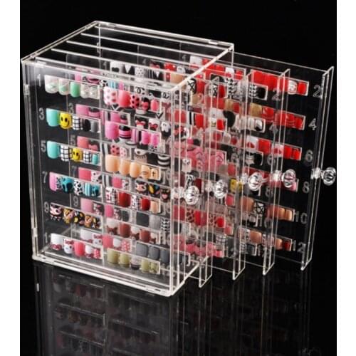 Fake Nail Tips Storage Box Nails Art Decoration Container Display Case Acrylic Nail Showing Box Transparent 5 Drawers
