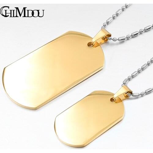 CHIMDOU 2019 Gold Color Dog Tag Stainless Steel Pendant Necklace metal stamping blanks tags military Soldiers rock KJP22