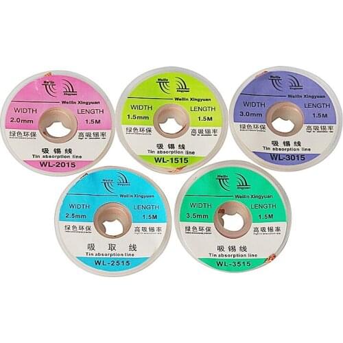 1PCS Welding Solder Remover Width 1.5mm 2mm 2.5mm 3mm 3.5mm Length 1.5M Desoldering Braid Wick Wire 1515 2015 2515 3015 3515