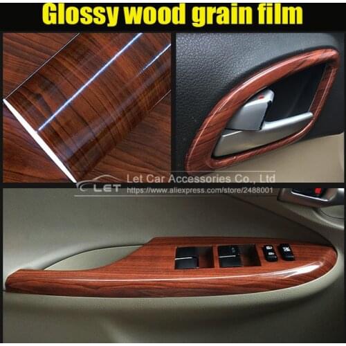 20/30/40/50X152CM Glossy Wood Grain Car Sticker Waterproof Vinyl Film DIY Automobiles Interior Decoration Furniture Decal