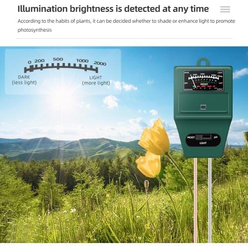 3 in 1 Digital Soil PH Meter Sunlight Moisture PH Garden Soil Tester Gauge Meter with pH Acidity Moisture Testing Usage 50%off