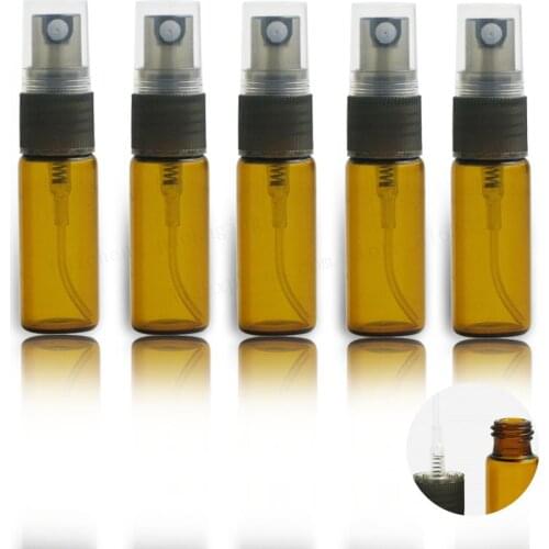 50 X 5ml Amber Travel Small Refillable Perfume Bottle 5CC Brown Glass Fragrance atomizer Mist spray Liquid Container