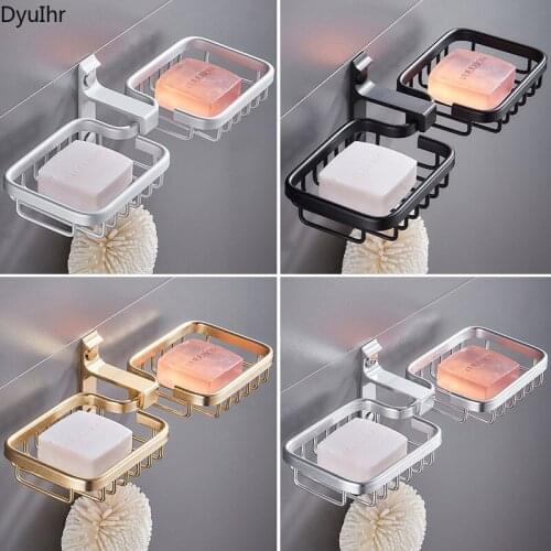 DyuIhr space aluminum soap holder toilet drain wall-mounted storage rack soap box bathroom shelf soap net bathroom accessories