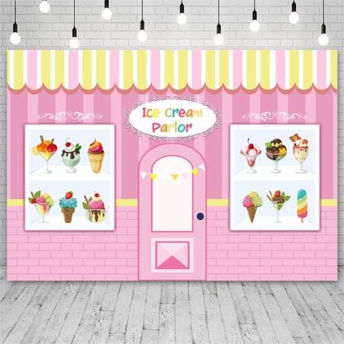Avezano Birthday Backdrop Pink Ice Cream Parlor Decor Wallpaper Girl Personalized Photography Background Photo Studio Photophone