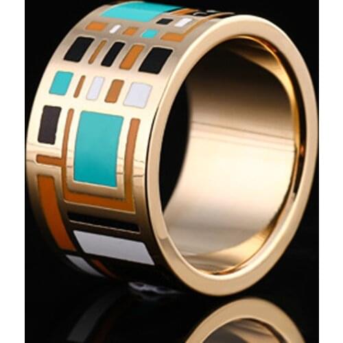 Blucome Stainless Steel Rings For Women Wedding Anniversary Jewelry Collares Enamel Esmalte Rings Brand Dubai Accessories Anel