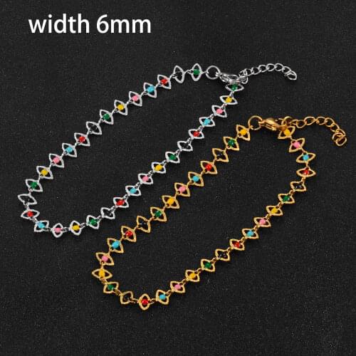 Stainless Steel Hand Chain Bracelet Color Eye Shape Creative DIY High Quality Mens and Womens Jewelry