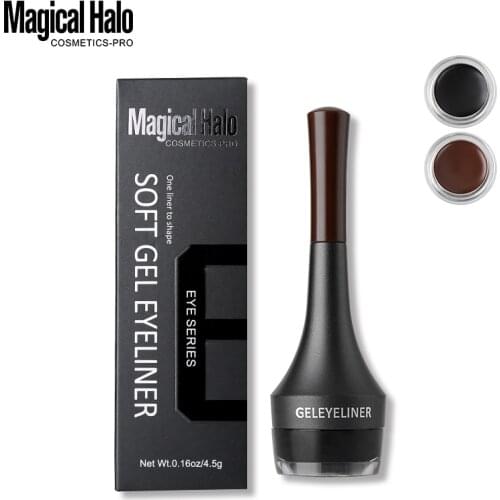 Brand 2 Colors Brown Black Eyeliner Gel Waterproof Smudge-proof Eye Liner Cream with Brush Long-Lasting Brow Makeup Kits