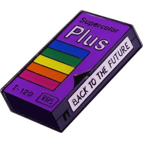 80s Retro Back To The Future VHS Tape Brooch and Enamel Pin Supercolor Plus Video Cassette VHS Tapelapel Pin