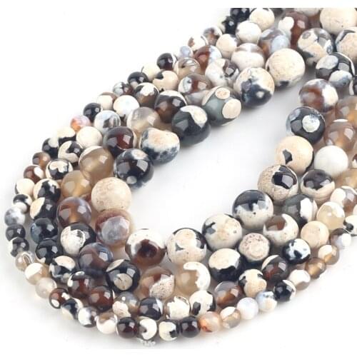 Natural White Fire Agates Stone Beads Round Loose Spacer Beads For Jewelry Making DIY Bracelets 15''Inches 6/8/10/12mm Beads Diy