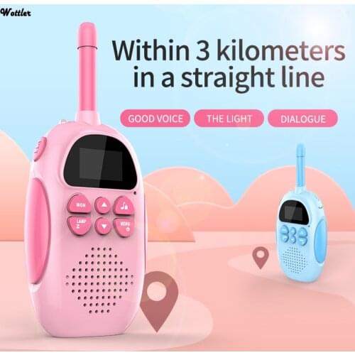 Childrens Walkie Talkie Kids Mini Toys Handheld Transceiver 3KM Range UHF Radio Lanyard Interphone For Birthday Gift Toys