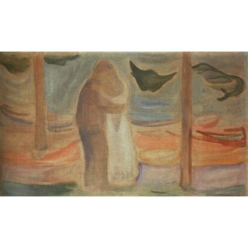100% handmade Oil Painting Reproduction on Linen Canvas,couple-on-the-shore-from-the-reinhardt-frieze-1907 by Edvard Munch