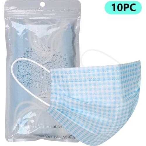 Classic Plaid Print Masks For Adult Unisex Disposable Face Masks Packed Breathable Anti-dust Pm2.5 Masques No Decoration