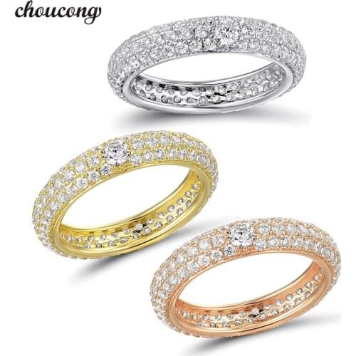 Choucong Eternity Lovers Promise Ring 925 sterling Silver Pave AAAAA Zircon cz Engagement Wedding Band Rings For Women Jewelry
