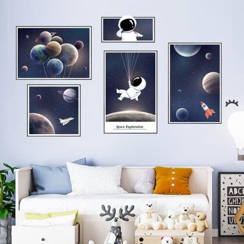 Space Theme Astronaut Wall Sticker Dormitory Living Room Wall Decor Bedroom 3d Kids Room Self-adhesive Home Decor Decals