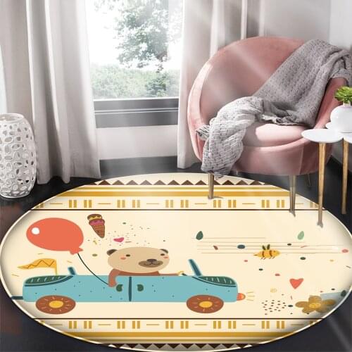 Fashion Children Carpet Non-Slip Balloon Yellow Car Animal Picture Children Flannel Carpet Baby Hand Print Carpet Baby Play Mat
