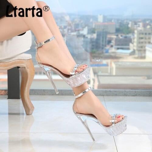 LTARTA 2021 Sexy Crystal Transparent Super high-heeled Waterproof Platform Catwalk Nightclub high-heeled Sandals Women WZ