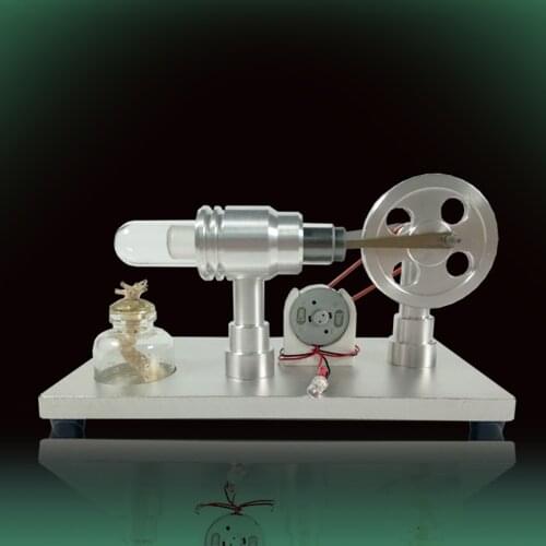 Metal Baseboard Double-cylinder Micro DIY Stirling Engine External Combustion Engine Early Learning Model Toys For Children