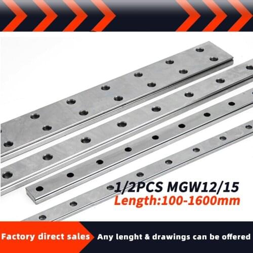MGW12 MGW15 Miniature Linear Rail Slide 1/2PCS Linear Guide Carriage for CNC Parts L=100 -1600mm