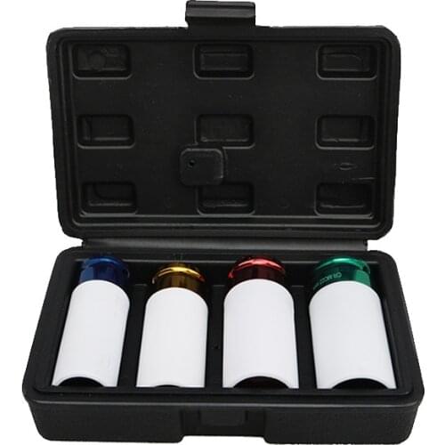 1/2inch Drive Non-Marring Lug Nut Socket Set,Wall Wheel Nut Deep Impact Socket Drive Set,4 Pieces(17mm 19mm 21mm 22mm)