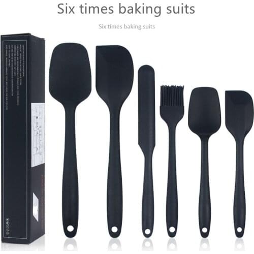 6Pcs Kitchen Spatula Set BPA Free Silicone Scrapers Spoon Non-Stick Silica Cake BBQ Heat Resistant Cooking Utensils Baking Tools