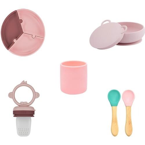 OiOi Nutrition Set Mega Set Puzzle Plate + Cup + Bamboo Spoon + Bowl + Fruit Silicone Pacifier
