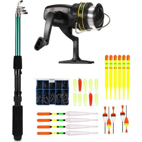 127Pcs/Set TF105 fishing gear set, fishing float combination tool equipment with 1.6m rod fishing reel gear