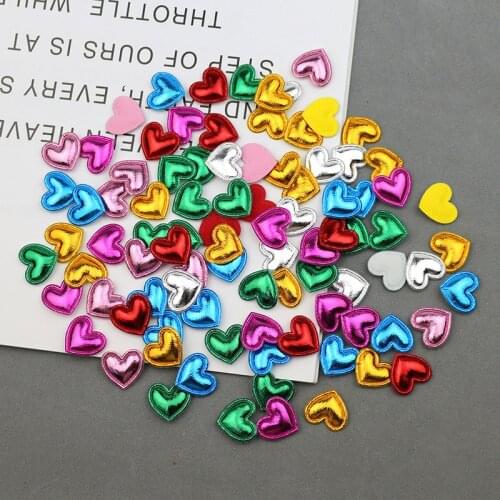 100Pcs 17mm Colored Leather Love Heart Patch Appliqued DIY Craft Supplies Scrapbooking Kids Headwear Accessories Bows Cake Decor
