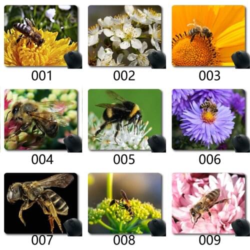 Bee Halictus Macro Pollinator Bug Insect Wings Non-Slip Rubber Base Mousepad