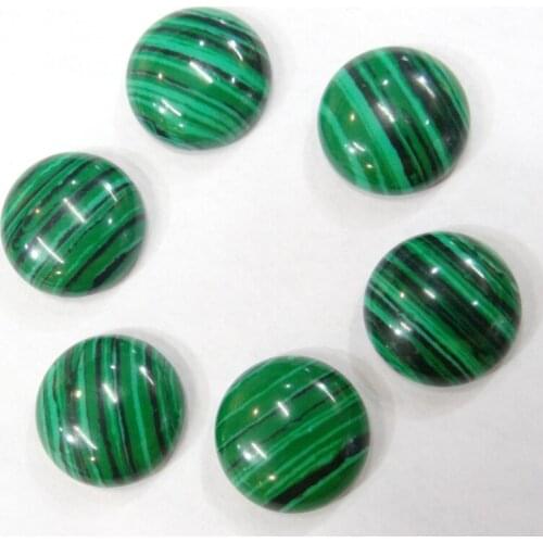 Wholesale 20PCS Natural Stone round 18MM Cabochons No hole malachite Beads for DIY Jewelry Making Ring Earring Accessories