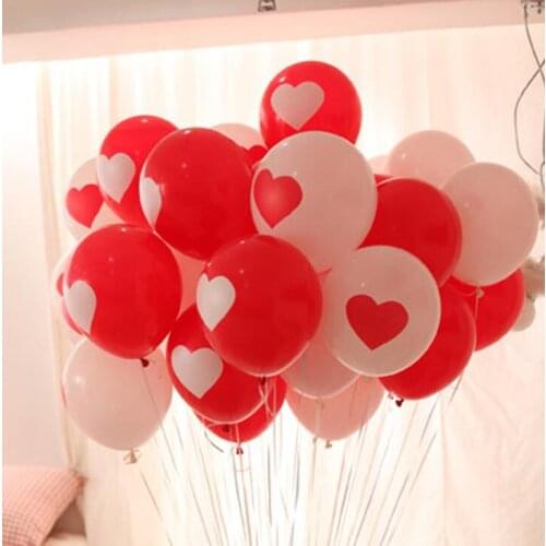 Festival supplies 2.8grams 12 inch 30cm heart printing round red white Latex Balloons for Party decoration Wh