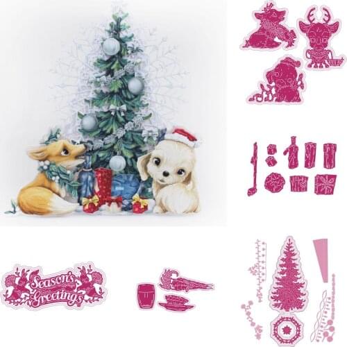 Christmas Animal Cat Dog Cutting Die Scrapbook Embossed Paper Card Album Craft Template Cut Die Stencils New for 2021 Arrive