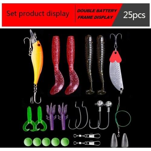 RQNQ Fishing Lure Minnow/Popper/Spoon Metal Wobbler Lure Soft Bait Fishing Lure Kit Artificial Mixed Color/Style/Weight