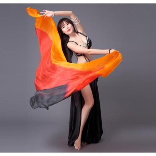 250*114cm(98.4*45")Belly Dance Hand Dyed Silk Veil For Belly Dancers Stage Props Gradient Color Customized Free Shipping
