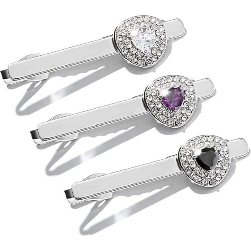 Three Choice One New Simple Zinc Alloy Silver Tie Clip Wedding Necktie Tie Clasp Clip Gentleman Tie Bar Crystal Tie Pin For Mens