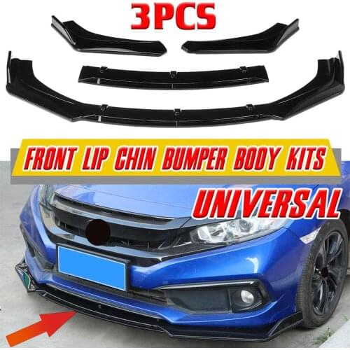 3pcs Universal Car Front Bumper Lip Body Kit Spoiler ABS Bumper Lip Deflector Lips For LEXUS GS350 For Subaru WRX STI For Chevy
