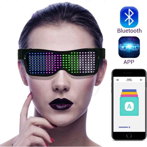 Magic Bluetooth Led Party Glasses App Control Luminous Glasses Emd Dj Electric Syllables Party Eye Glasses Christmas Decor