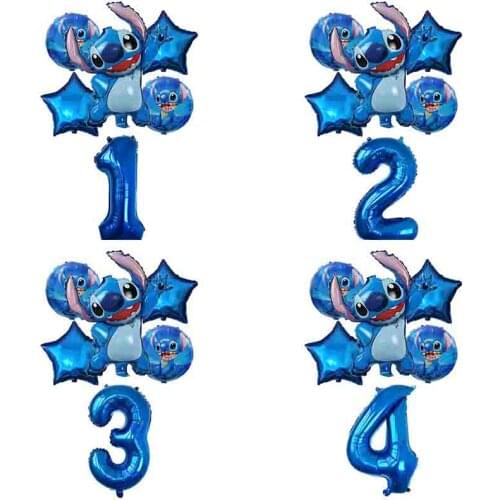Disney Lilo & Stitch Theme Aluminum Film Balloon Birthday Party Decoration 32inch Number balloon Baby Shower Supplies Kids Toy