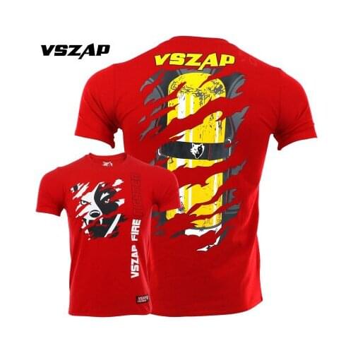 VSZAP Rescue Short Sleeve Fitness T-shirt Fighting Muay Thai MMA Broadcasting Leisure Sports Fighting Sanda Training Running