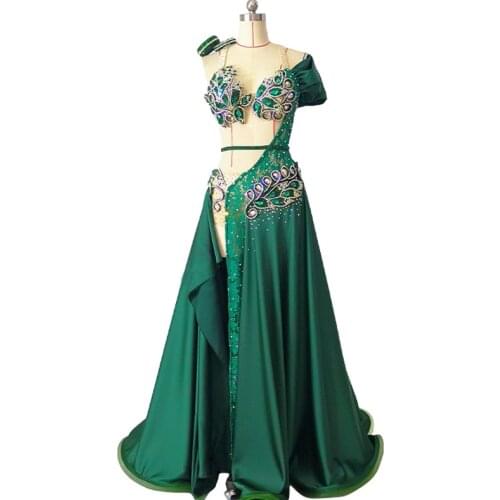 Women Customized Belly Dance Costume Set Big Swing Split Skirt Dancer Competition Suit Oriental Dance Stage Performance Outfit