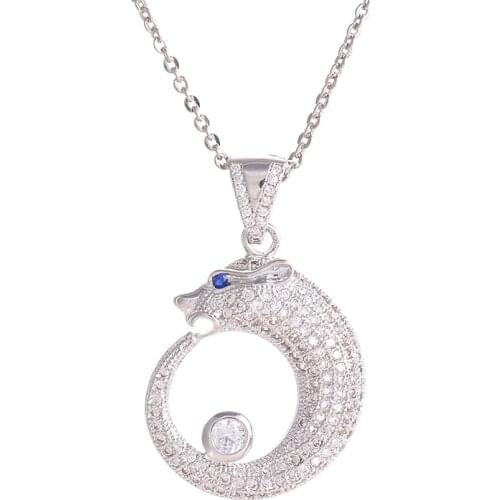 2019 Fashion Micro Pave Cubic Zirconia Dragon Necklaces & Pendants Bijoux Copper CZ Costume Jewelry Long Necklace For Women Men