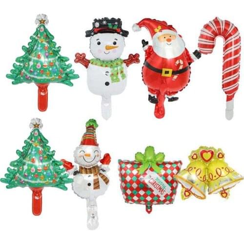10pcs Mini Christmas Balloons Santa Claus Air Balloons Christmas Decorations Snowman Globos Noel Bell Childrens Inflatable toys