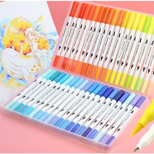 12/24/36/48/60 Colors Art Markers for Drawing Dual Tip Sketching Markers Set Colored Drawing Liner Watercolor Brush Pen