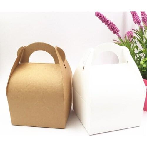 24Pcs/Lot DIY Kraft Paper Carrying Cases Boxes For Thanksgiving Day Cream Cheesecake Gift Packaging Handmade Storage Boxes Cases