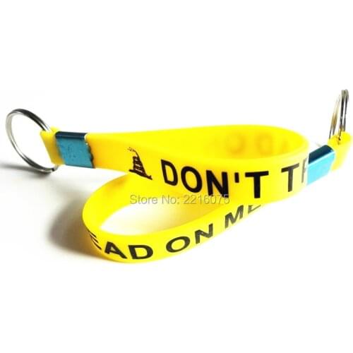 300pcs keyring Don't tread on me silicone keychain wristband rubber bracelets free shipping by DHL express